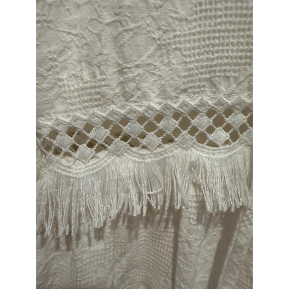 Line and Dot Maxi Dress Womens Size S White Tiered Fringe Bohemian Chic EUC - Picture 3 of 12